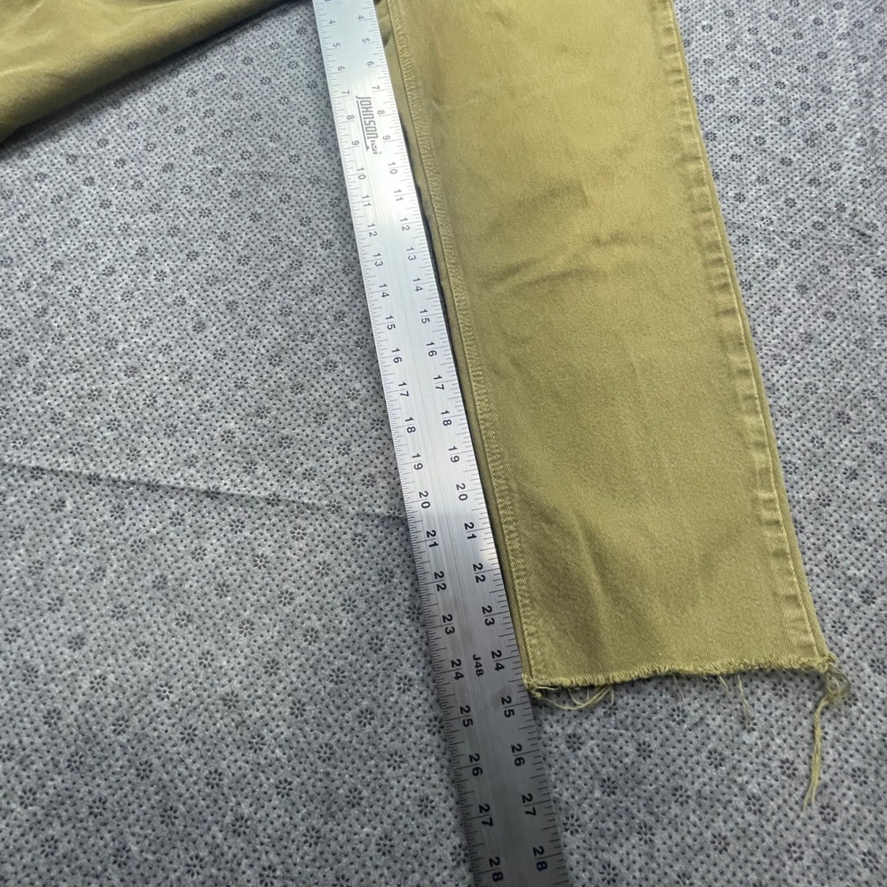 Vintage Edwin Slim Straight Leg Jeans Olive Green Cut Raw Hem High Rise W28 L25 - Picture 4 of 13